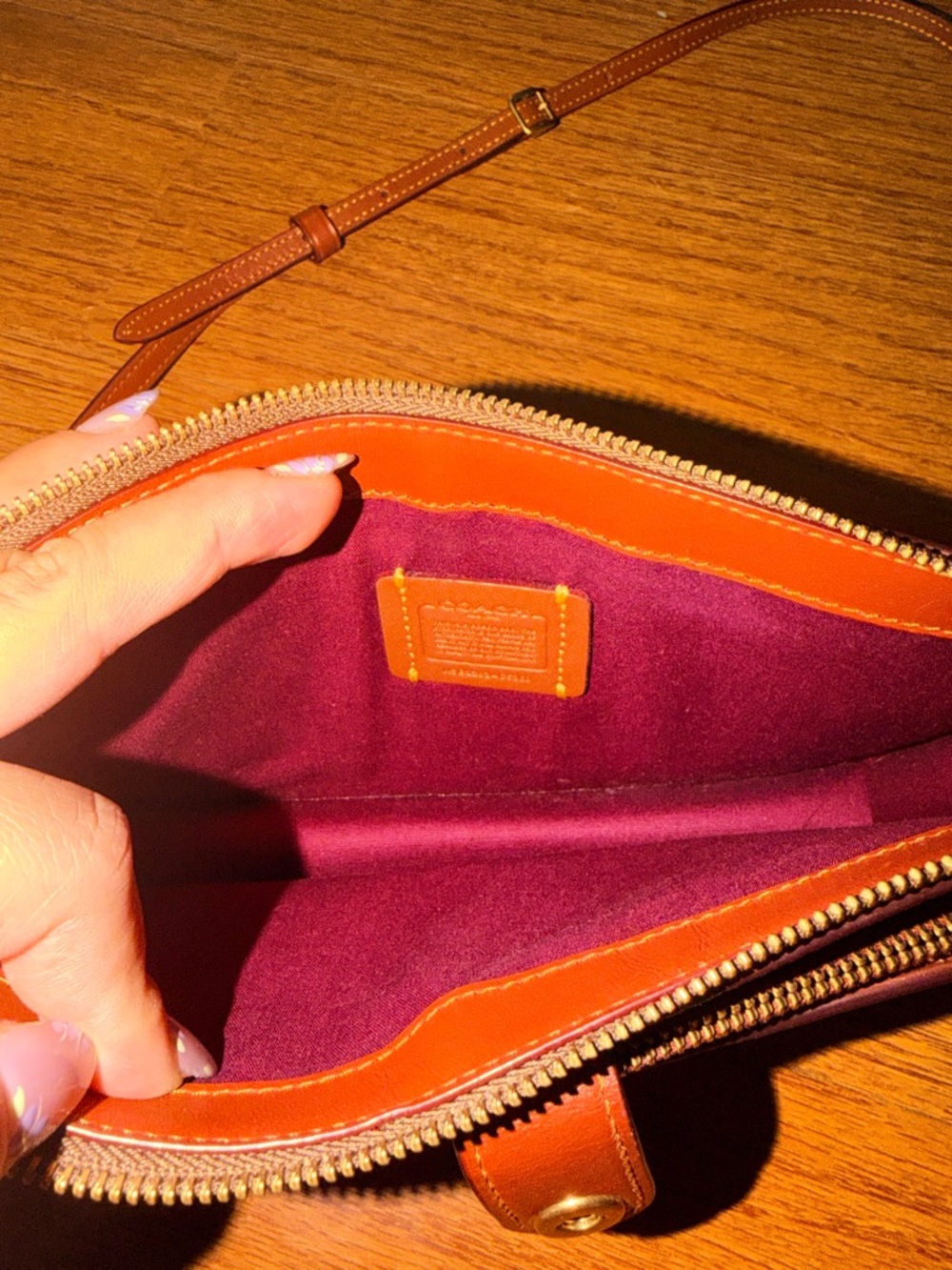 Coach Brown Signature Canvas Crossbody Bag with Tan Leather Trim - Picture 7 of 8